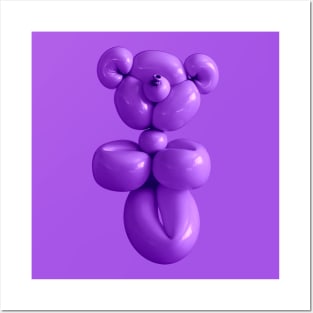 Teddy bear balloon in purple Posters and Art